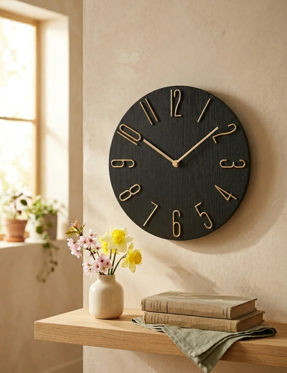 Wanduhr Tempo – dekoriert im Wohnambiente