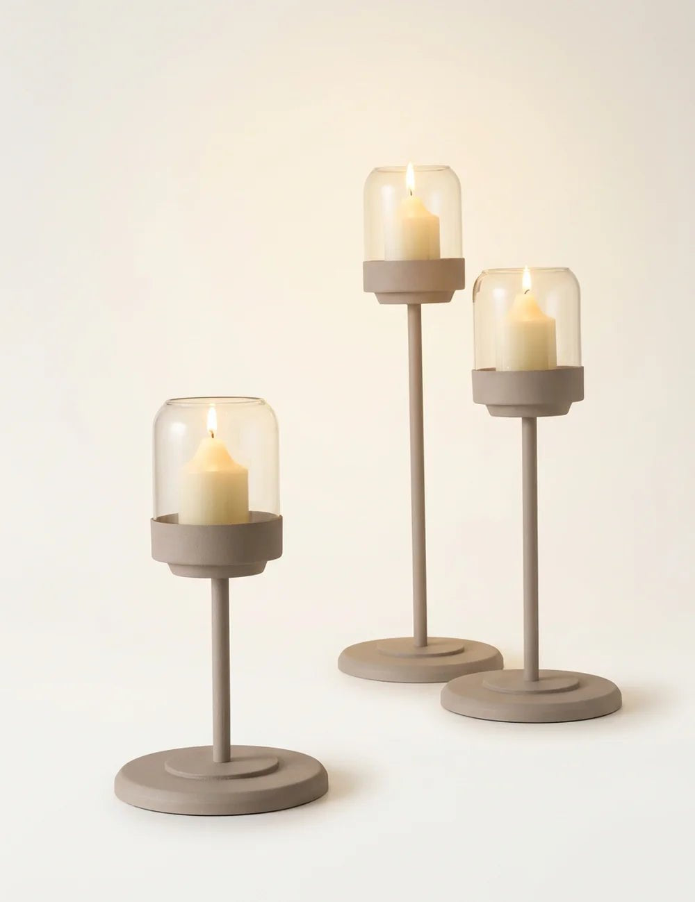 Windlicht Senza Beige – Produktansicht frontal