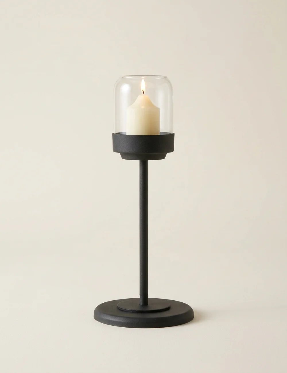 Windlicht Senza schwarz – Produktansicht frontal